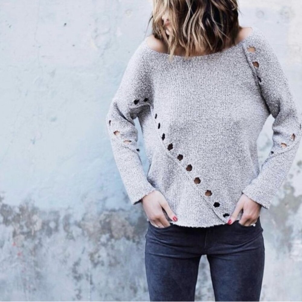 One Grey Day Grace Sweater Merino Alpaca Wool Knit Coastal Cottagecore Brown S